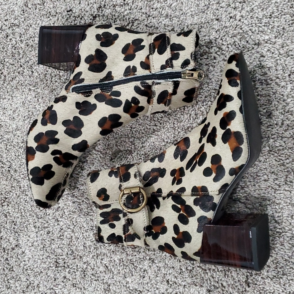Jonak Leopard Print Low Boots - image 1